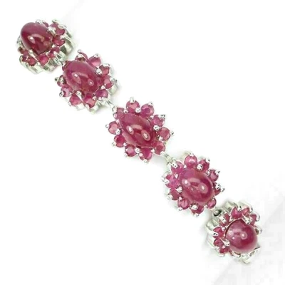 Silver Bracelet Ruby Genuine Natural Mined Gems Solid Sterling 7 1/2 Inch - Image 1 of 4