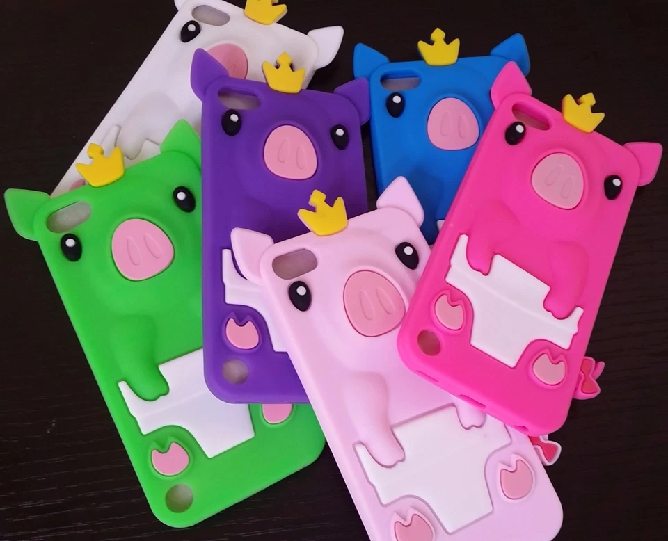 Linda funda de goma de silicona suave Crown Pig para iPod Touch 5ª 6ª 7ª generación Foto 1 de 2