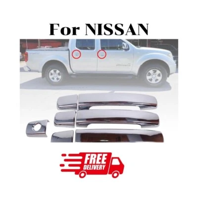 Cubierta de manija de 4 puertas cromada para camioneta Nissan Navara Frontier D40 2005-2013 Foto 1 de 4