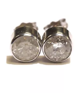 New 14k white gold 1.62ct I3 I BEZEL set round diamond stud earrings natural - Imagen 1 de 6