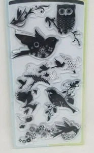 Inkadinkado Birds Galore Clear Stamps Set 6 Eule Silhouetten Blumen 97625 - Bild 1 von 5