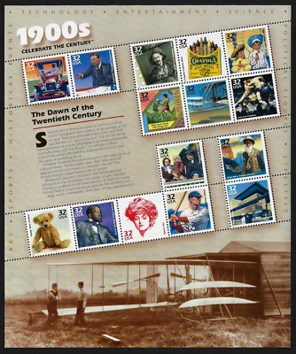 US Stamps, 10 Full Sheets, Celebrate the Century 1900s-1990s, #3182-3192 MNH - Image 1 of 4