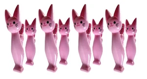 4 Pairs (8 Ct) Pink Cat Style Beach Towel Holders, Clips - Picture 1 of 2