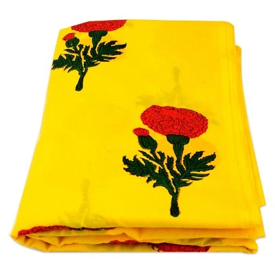 Hand Block Floral Printed 100% Cotton Fabric Dress Sewing Material 10 Yard HDI9 - Image 1 of 4