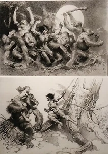 FRAZETTA, TARZAN AT DUM DUM/w/JANE, O.O.A.K. 11x16" PHOTOSTAT OF ORIGINAL, MINT - Picture 1 of 11