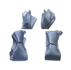 Krawatte Blau Seide mit Druck Italy Top Tie Und Komplett Kombiniert Taschentuch - Picture 1 of 7
