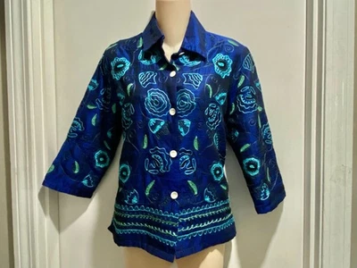 Chaqueta Blazer Appleseed's Seda Floral Bordada Bohemia Artística Resort Hada PS Foto 1 de 4