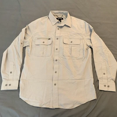 Lands End Outfitters Shirt Mens Medium Gray Long Sleeve Fishing Vented Polyester - Image 1 of 4