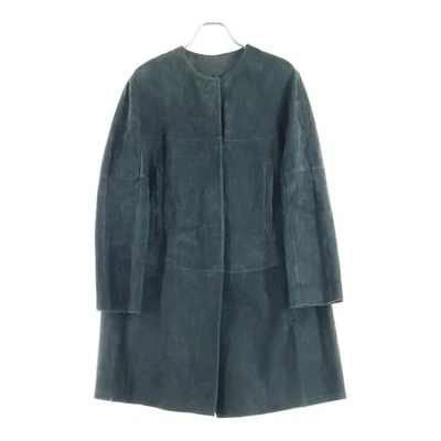 S MAX MARA Size: 40 Lamb Leather Suede No Collar Coat Green Women 94710151 05 - Image 1 of 4