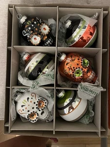 Gran Christopher Radko Brillante Vidrio Brite Halloween Caja Calaveras Adorno Set 6 - Imagen 1 de 9