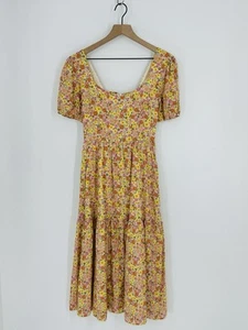 Lost + Wander Womens XS Xsmall Dress Floral Midi Maxi Smocked Puff Sleeve NEW - Picture 1 of 12