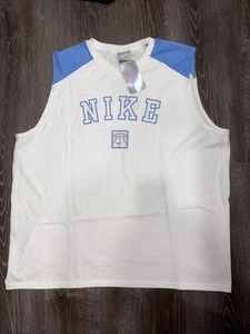Neu mit Etikett Vintage Y2K Nike Center Swoosh Tanktop Shirt weiß blau Herren Größe XXL USA - Bild 1 von 8
