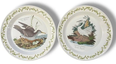 Portmeirion BIRDS OF BRITAIN 2 晚餐盘 SANDPIPER 和 Egret Acorn Leaf — 第 1/4 张图片