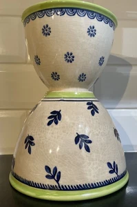 2 Polish pottery Boleslawiec stoneware bowls White w/ Blue Flower & Leaf Pattern - Picture 1 of 6