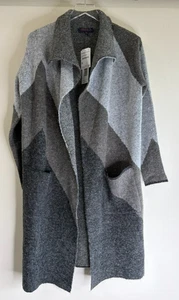 Joseph A Pullover Mantel Gr. XS Oversized Color Block grau schwarz LESEN - Bild 1 von 16