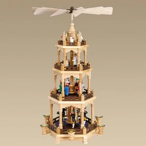 Pyramide Christi Geburt und Bergparade bunt BxHxT 29x58x29cm NEU Holzpyramide - Picture 1 of 1