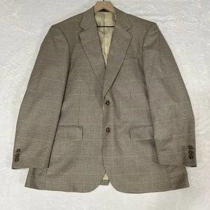 Alan Flusser Houndstooth Blazer Men’s 42 R Polyester Silk Blend Tan Jacket - Picture 1 of 3