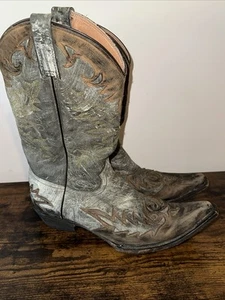 Stetson Herren Abgenutzt Grau Braun Cowboy Stiefel 12-021-6102-0177 Größe 9,5 - Bild 1 von 8