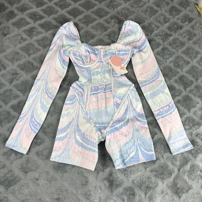 Body Selkie Mameluco Mujer XS Pastel Mármol Hinchado Manga Larga Una Pieza Nuevo Foto 1 de 4