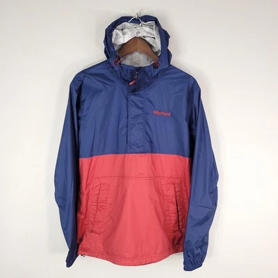 Chaqueta de Lluvia Marmot Para Hombres Grande Azul Rojo Pullover con Capucha Rompevientos Bloque de Color Foto 1 de 4