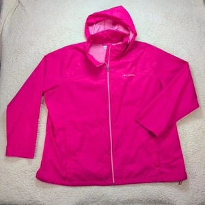 Columbia Hooded Windbreaker Jacket Women’s 3X Plus Size Hot Pink Outdoor - Picture 1 of 10