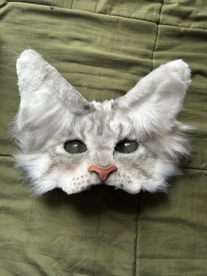 Fully furred grey cat mask / Grey tabby cat mask / Animal mask - Image 1 of 4