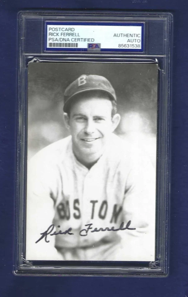 Rick Ferrell Boston Red Sox Baseball Autographed Rowe Postcard Photo PSA SLAB - Image 1 of 1