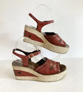 VINTAGE 70s 1970s Boho Hippie Nina Platform Wedge Woven Shoes Spain Sz 10 - Picture 1 of 7