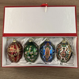 Joan Rivers Set di 4 Ornamenti Natalizi Russi Faberge Ispirati all'Uovo Scatola Orig - Foto 1 di 14