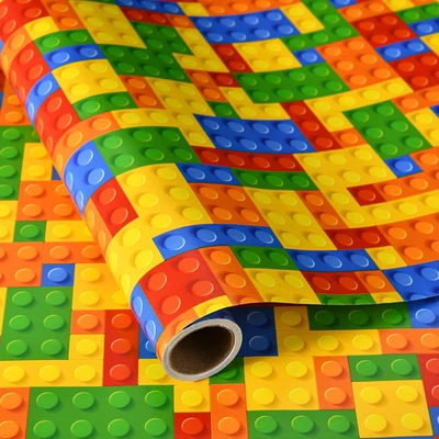 Building Bricks Wrapping Paper Roll - Mini Roll 17 Inches X 16.4 Feet, Birthday - Image 1 of 4