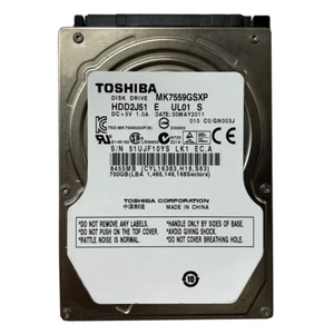 Toshiba 750 GB,Internal,5400 RPM SATA 2.5" (MK7559GSXP) Laptop Hard Disk Drive - Afbeelding 1 van 3