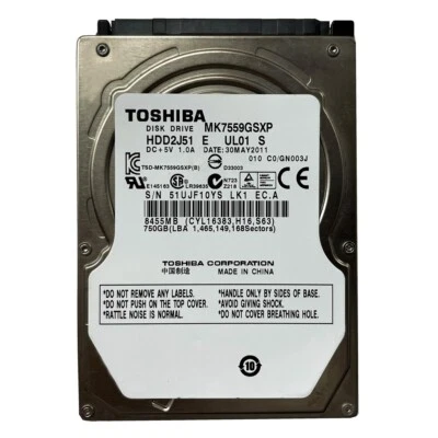 Toshiba 750 GB,Internal,5400 RPM SATA 2.5" (MK7559GSXP) Laptop Hard Disk Drive - Image 1 of 3