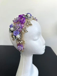H165 Purple Floral Headband - Picture 1 of 4
