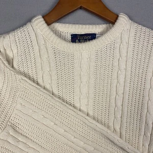 Vintage Herren Zopfmuster Pullover Large Elfenbein Matrose Yacht Hergestellt in den USA - Bild 1 von 8