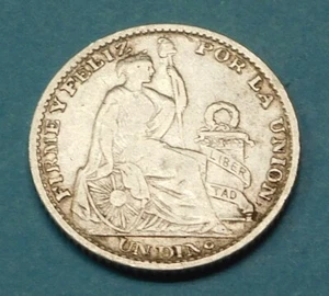1900 PERU SILVER DINERO - - Picture 1 of 2
