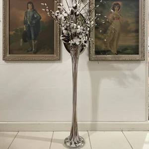 Glasgalerie Malente Goldflocke & weiß gefasste Vase um 1970 Made in Germany 30" hoch - Bild 1 von 14