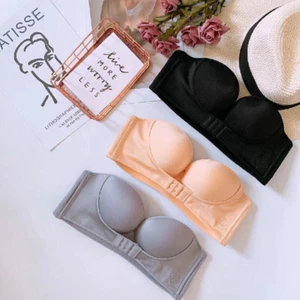 Strapless Front Buckle Bra Push Up Sexy Lingerie Backless Invisible Underwear AU - Picture 1 of 15