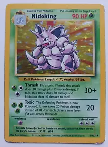Nidoking Pokemon Card Holo WOTC 11/102 Base Set Rare Vintage 1999 Original MP - Picture 1 of 2