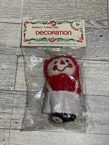 Vintage beflockter Raggedy Ann Weihnachtsschmuck 80er Jahre Neuheit Deko - Bild 1 von 5