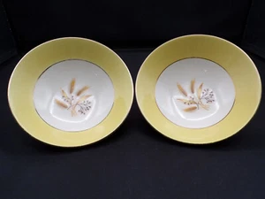 Dos cuencos de postre vintage del siglo semi-vítreo otoño patrón dorado EE. UU. 5,5" F25 - Imagen 1 de 6