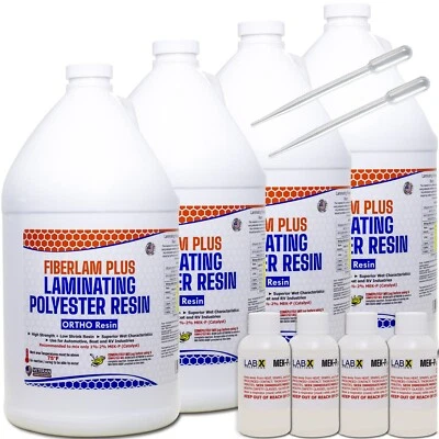 FIBERLAM PLUS FIBERGLASS RESIN 4 Gallon +MEKP (for Laminating on Boat, RV, Cars) - Image 1 of 4