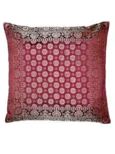 Weinrot & Lila Orientalisch Seidenkissenbezug,Handgefertigt aus Indien 40cmx40cm - Bild 1 von 5