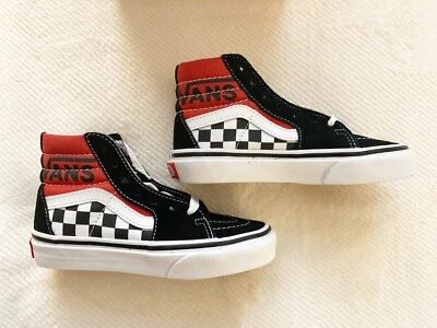 Tênis Vans Kids Sk8 Hi preto e vermelho logotipo escolha o tamanho - Imagem 1 de 4