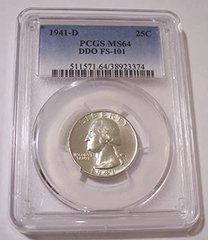 1941 D Washington Quarter DDO Variety FS-101 MS64 PCGS Cover