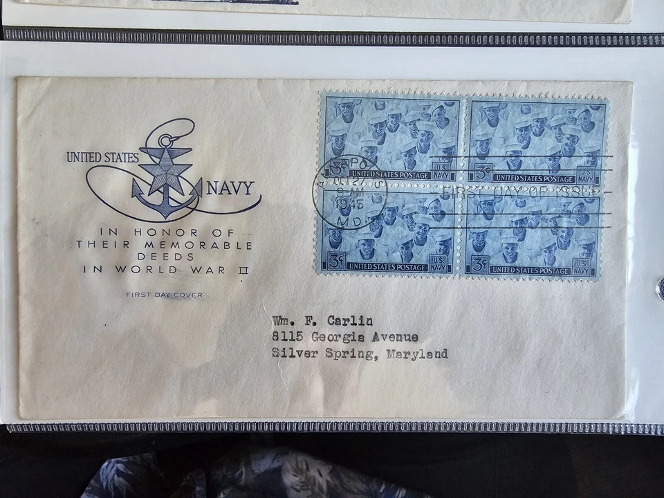 1945 Navy Day Oct 27 1945, Scott 935, Block Of Four 3c Stamps FDOI - Image 1 of 1