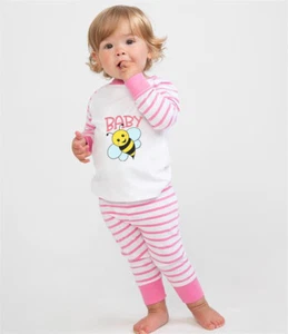 Juego de pijamas rosados abeja bebé manga larga ropa de noche bebé bebé 6M a 4 años - Imagen 1 de 7