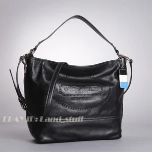 Coach Hampton weekend Leather Black Tote Crossbody Shoulderbag 19393 NWOT - Bild 1 von 10