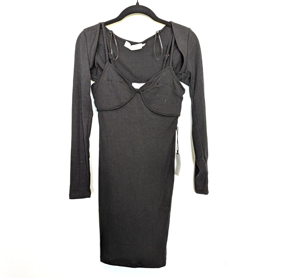 Astr The Label Dress Womens Small Black Bodycon Sleeeveless Shrug Club Y2K 90s - Image 1 of 4