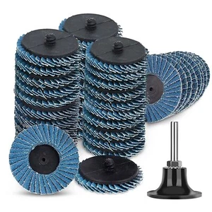 20pcs 2inch Flat Flap Disc Roll Lock Sanding Grinding Wheels 40 60 80 120 Grit - Picture 1 of 14