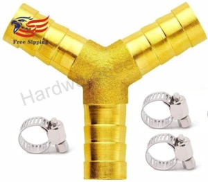 Brass 3/8'' Barb OD Hose Barb Y Shape Barbed Fitting 3 Way Wye Splitter 1PC - Picture 1 of 3